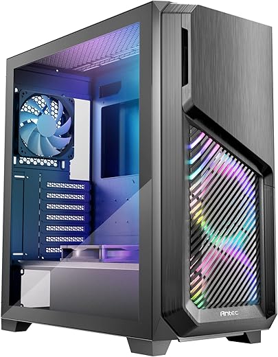 Antec Dark Phantom DP502 Flux Mid Tower ATX Gaming Case I Tempered Glass Side Panel I Swing Open Front Panel & LED Strips I 3 x 120 mm ARGB, 1 x…