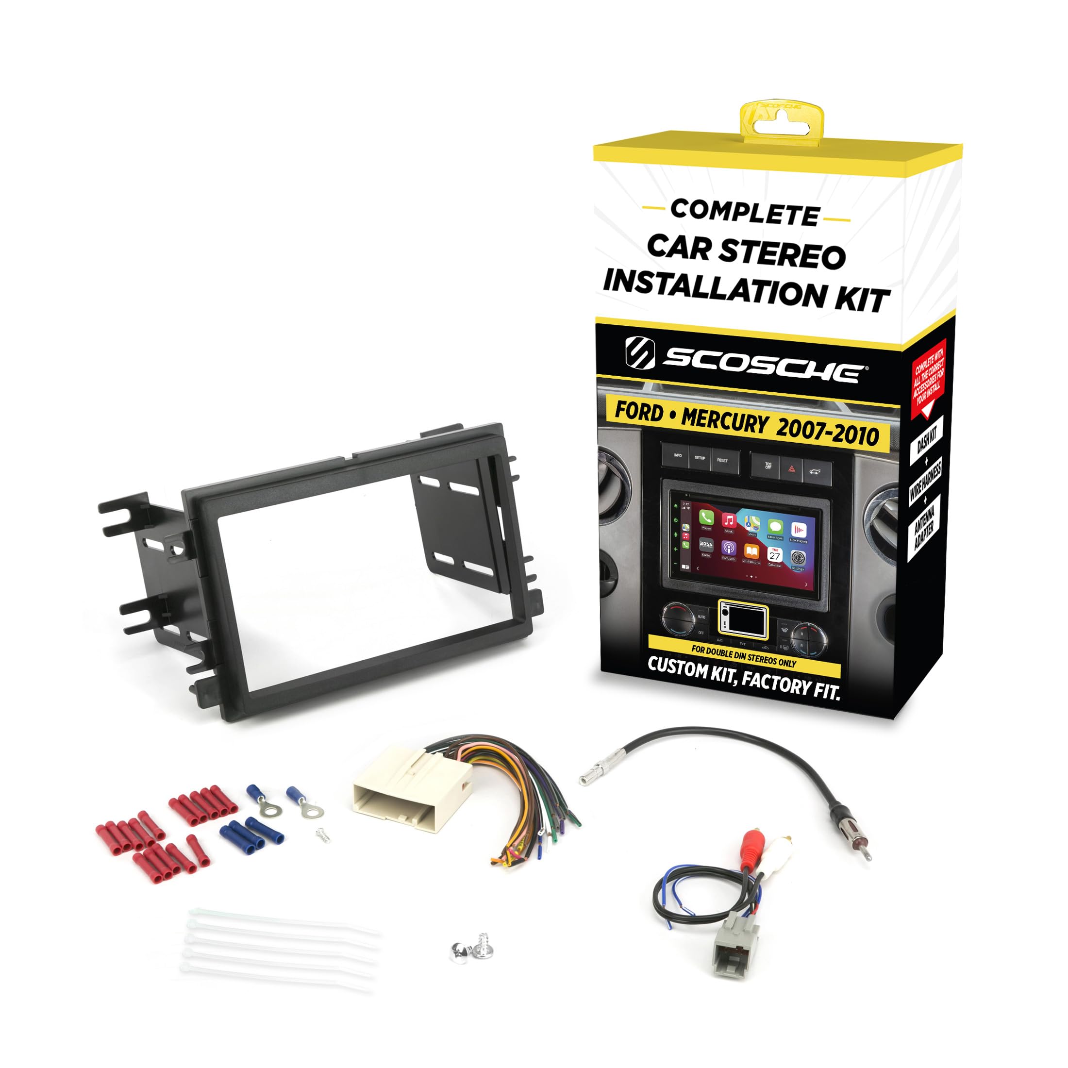Install Centric ICFD6BN Ford/Lincoln/Mercury 2004-08 Double DIN, Premium Sound Complete Installation Solution for Car Stereos
