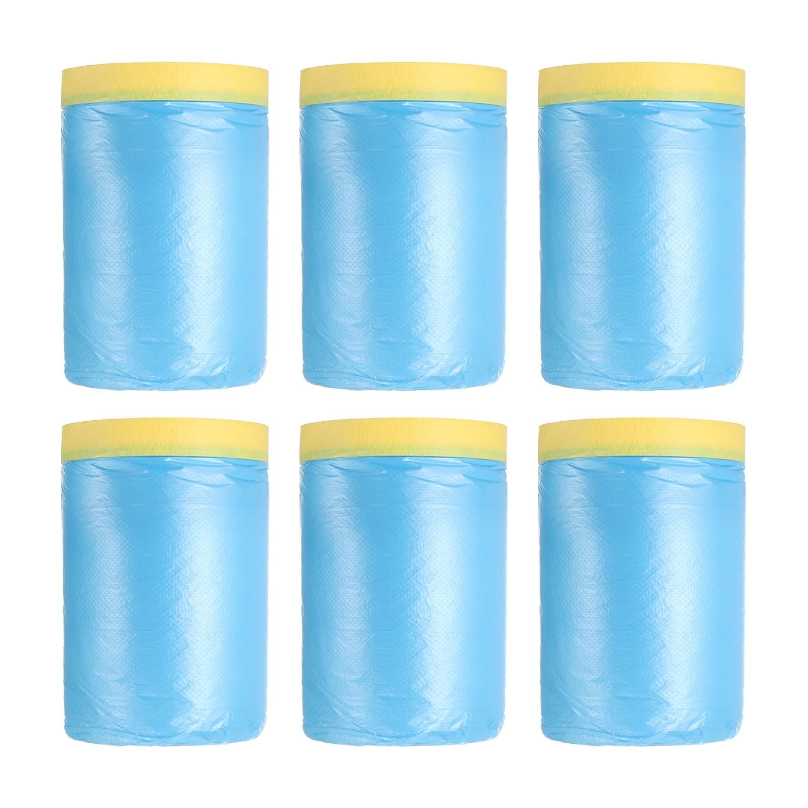 QUARKZMAN Pellicola Protettiva Pretapezzata, 3 Piedi X 82 Piedi Telo In Plastica Per Pittura Con Nastro Adesivo Media Adesione Per Protezione Pittura E Verniciatura Pellicola Blu 6 Pezzi