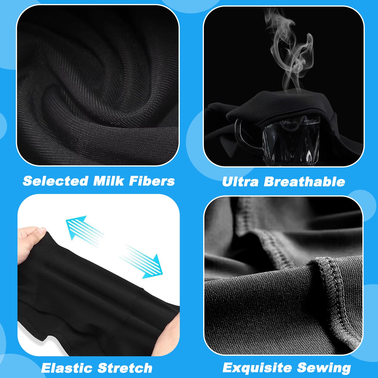 3 Pzs Máscara de Pasamontañas para Niños, Balaclava Protector, Bufanda de Verano para el Cuello Anti Viento Transpirable Protector UV Bufanda de esquí para Motocicleta, Talla única (Negro)