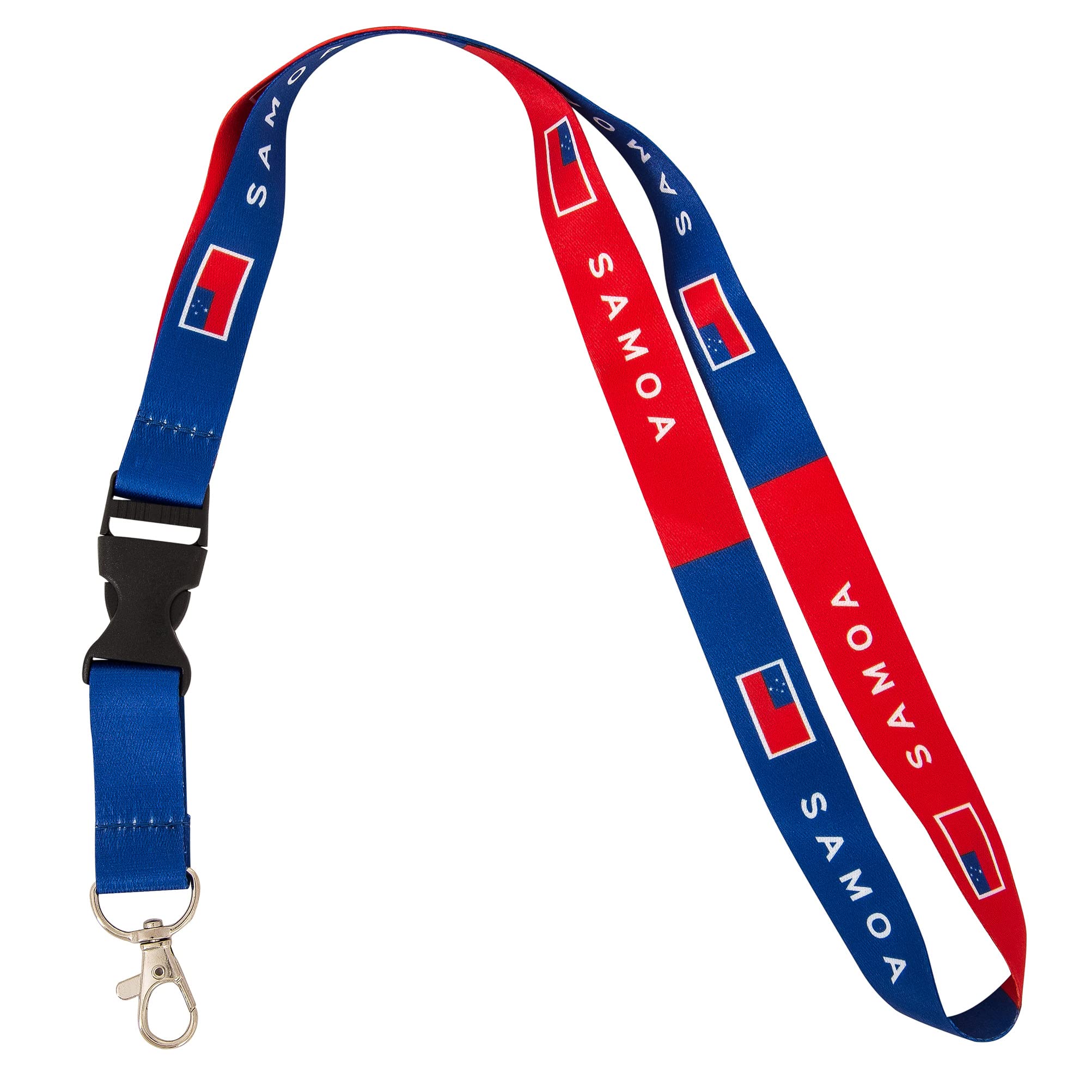 サモア国旗 車の鍵 IDバッジホルダー キーホルダー お土産 取り外し可能 分離式 スナップバックル (ストラップ), マルチカラー, One Size