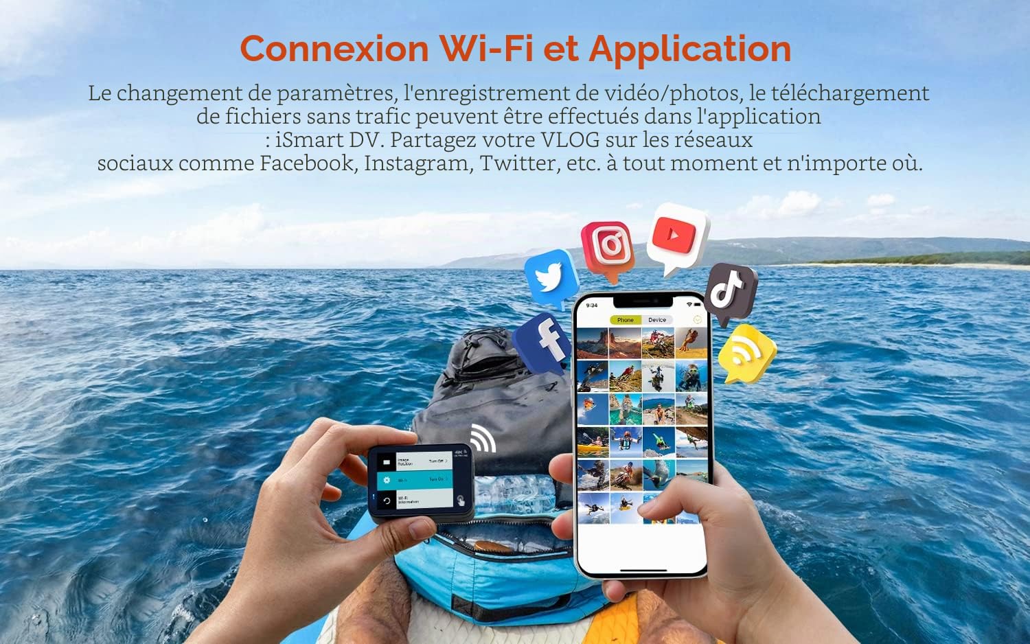 COOAU Action Cam HD 4K 64MP WiFi EIS Stabilisation avec Microphone Externe Caméra Sous-Marine 40M Télécommande Étanche 170° Grand Angle Time Lapse 2 Batteries (Gris)