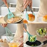 Silicone Kitchen Utensils Set, 12-piece Kitchen Cookware Non-Stick Cookware is Heat-Resistant, BPA-Free, Cooking Tools, Stirring Kitchen Tool Set (Green)