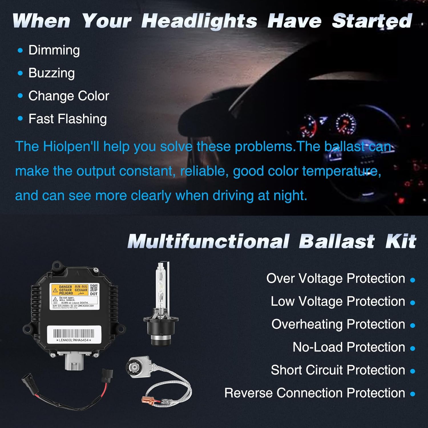 HID Headlight Ballast W/Igniter & D2S Bulb for Infiniti EX35 EX37 FX35 FX37 FX45 FX50 G35 G37 JX35 Q50 Q60 Q70 QX56 QX60 QX70 QX80 28474-89904,28474-8991A Xenon Ballast Control Module (1 Pack)