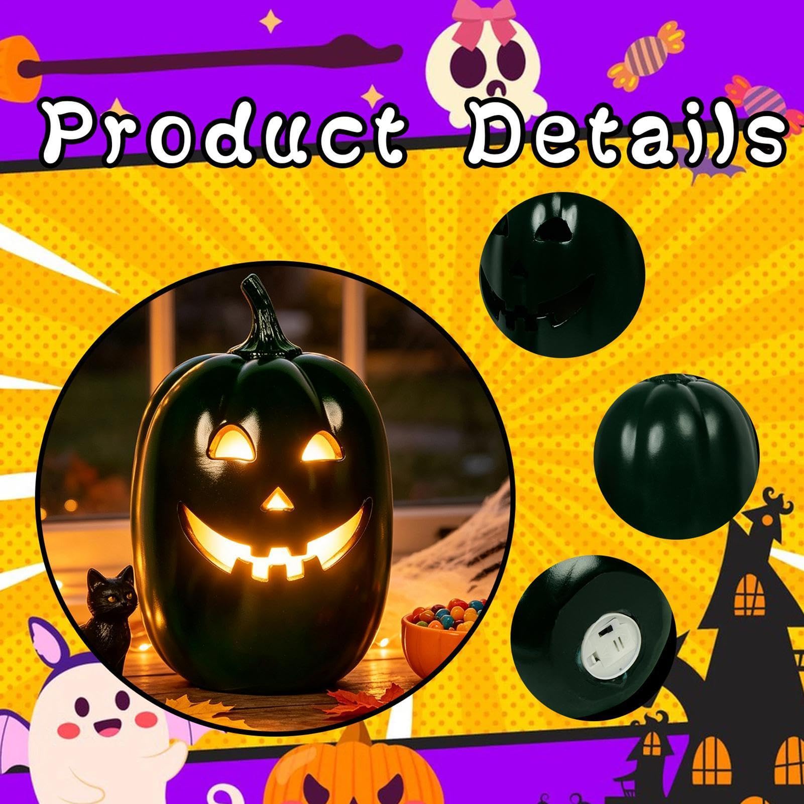 Luci a forma di zucca a batteria, in resina, divertente decorazione per la | Halloween Luci Autunno Zucca Decorazione per la Casa Soggiorno Tavolo da Pranzo Camino Casa Infestata Festa