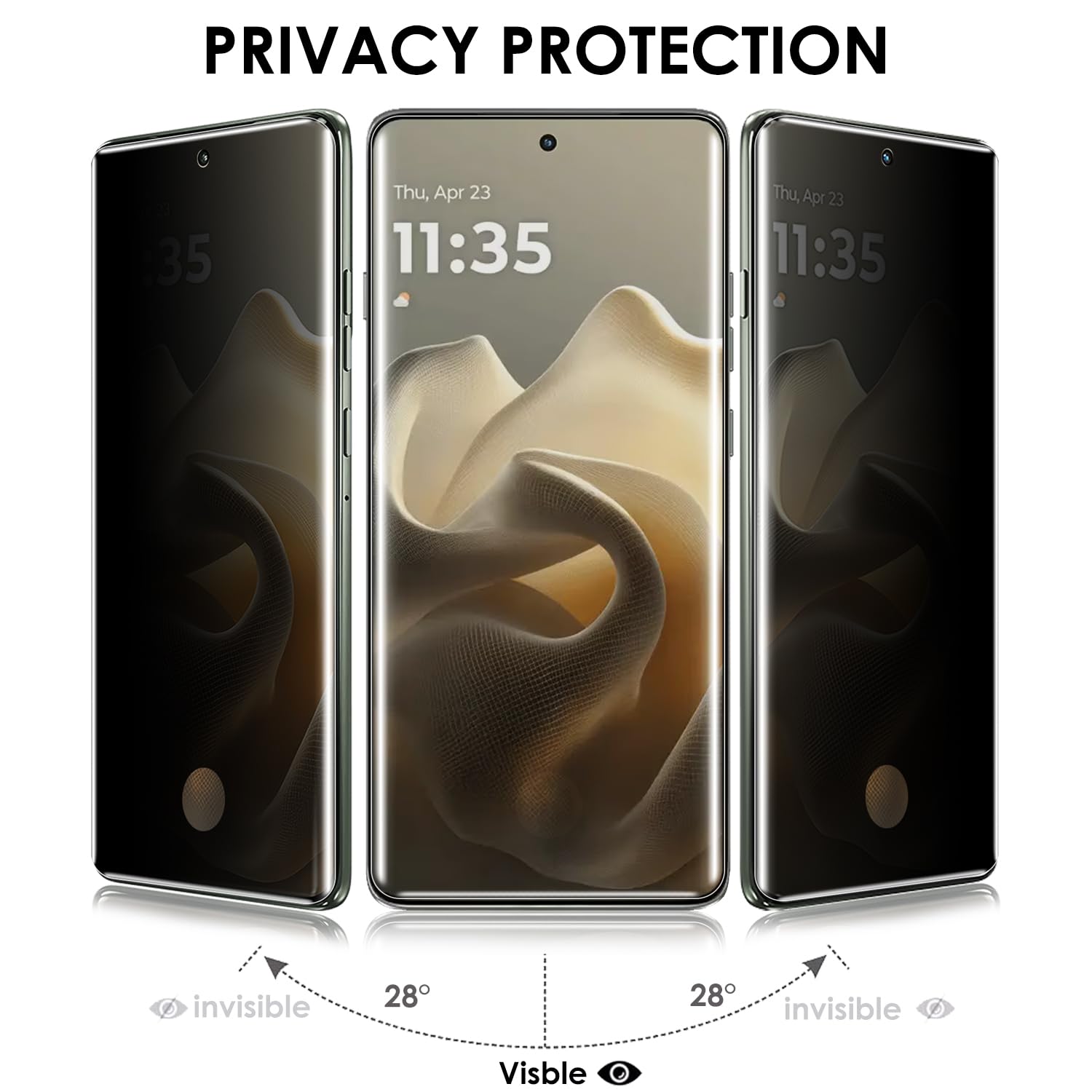 Protector de pantalla de privacidad para Motorola Edge 60/60 Fusion / 60 Pro, juego de 3 unidades, antiespía, cobertura de borde a borde, compatible con identificación de huellas dactilares
