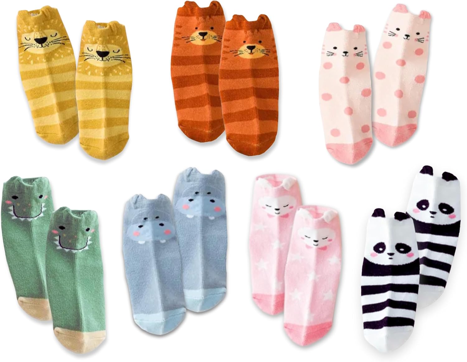 7-Pack Cute Animal Baby Socks Non Slip Grip Toddler Kids Sock Newborn Essentials - Image 8