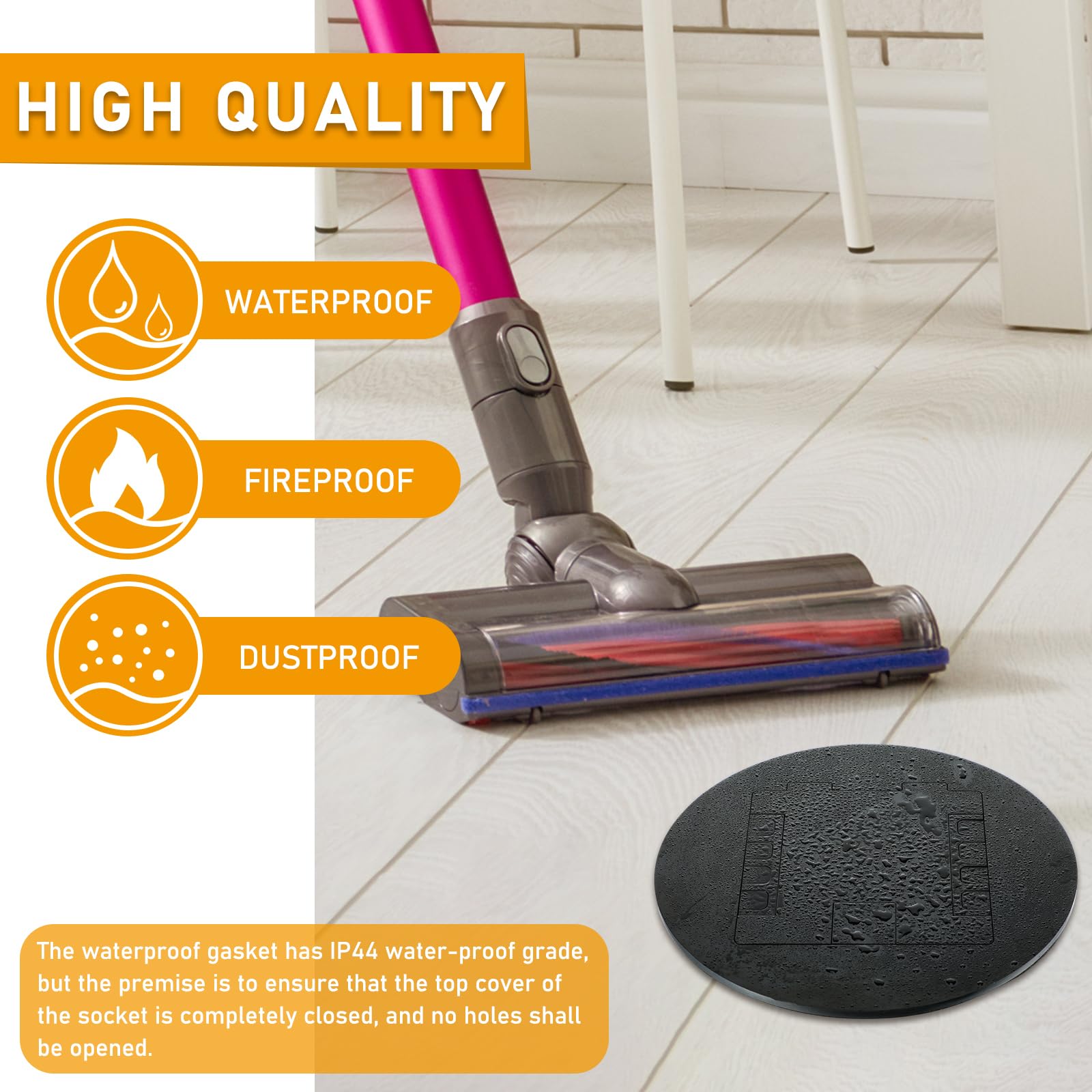 Presa a pavimento da incasso nera 4. 72 "x 4. 72" x 3. 94" 2-Gang con 4. 8a USB Caricatori 20 Amp Pavimento Recipienti da pavimento Kit di presa nascosta rotonda Scatola impermeabile elettrica