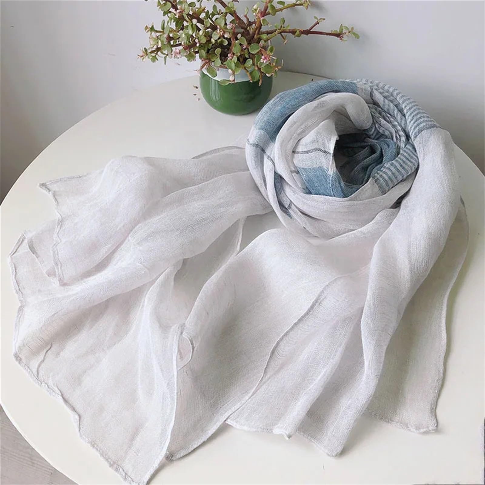 Verano Chales Bufanda ligera elegante de rayas lino for damas