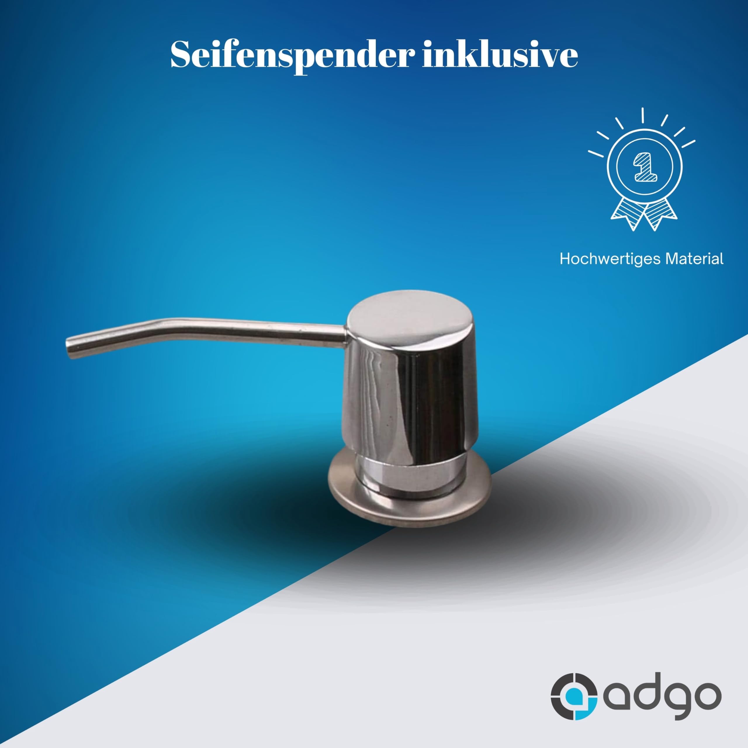 ADGO Fregadero de Cocina para el Hogar con Lavabo de Cámara Profunda con Batería, Grifo y Contenedor Dispensador de Jabón, para Jardín, Hogar, Garaje, Sótano, Baño y Taller, Fábrica, Industrial, Gris
