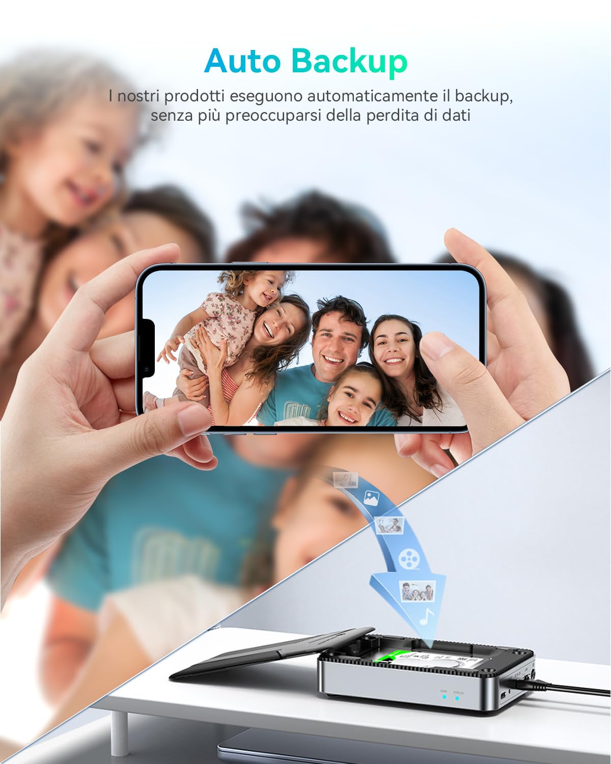 Yottamaster Enclosure Server NAS per 2.5" HDD/SSD SATA, Connessione APP Archiviazione di Rete NAS, Backup Automatico, Crittografia SDVN, Copertura Magnetica, Installazione Senza Strumenti(Senza Disco)