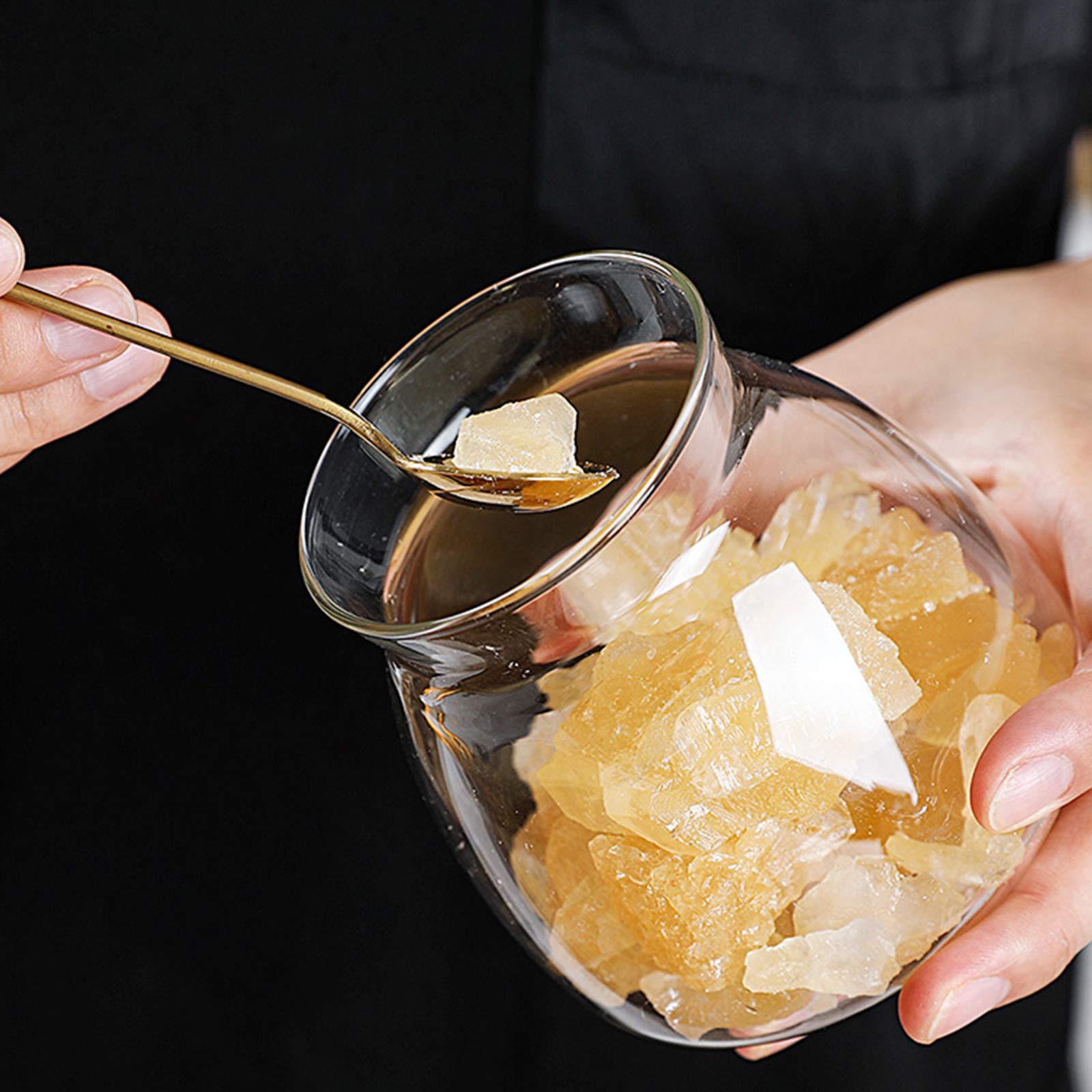 2 botes de cristal con tapa hermética de bambú transparente para almacenamiento de alimentos para frutos secos, café, granos de harina, cereales, avena, azúcar y té (700 ml)