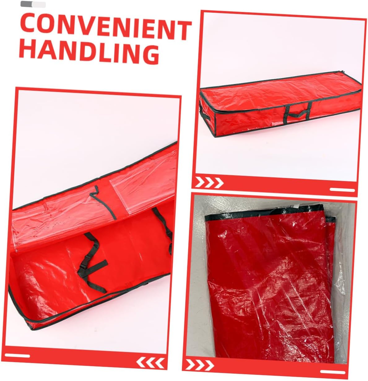 Extra Large Christmas Tree Storage Bag Xmas Organizer with Zipper Puller for Holiday Decorations and Household Tree Storage Red