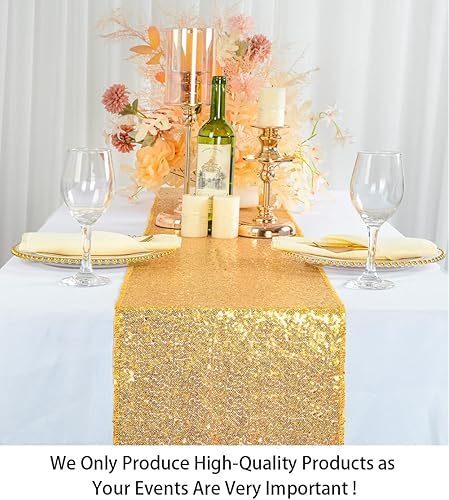 Miniatura 2 de Caminos de mesa dorados, 2 paquetes de 12 x 108 pulgadas, camino de mesa dorado con purpurina para bodas, camino de mesa de otoño de 108 pulgadas de