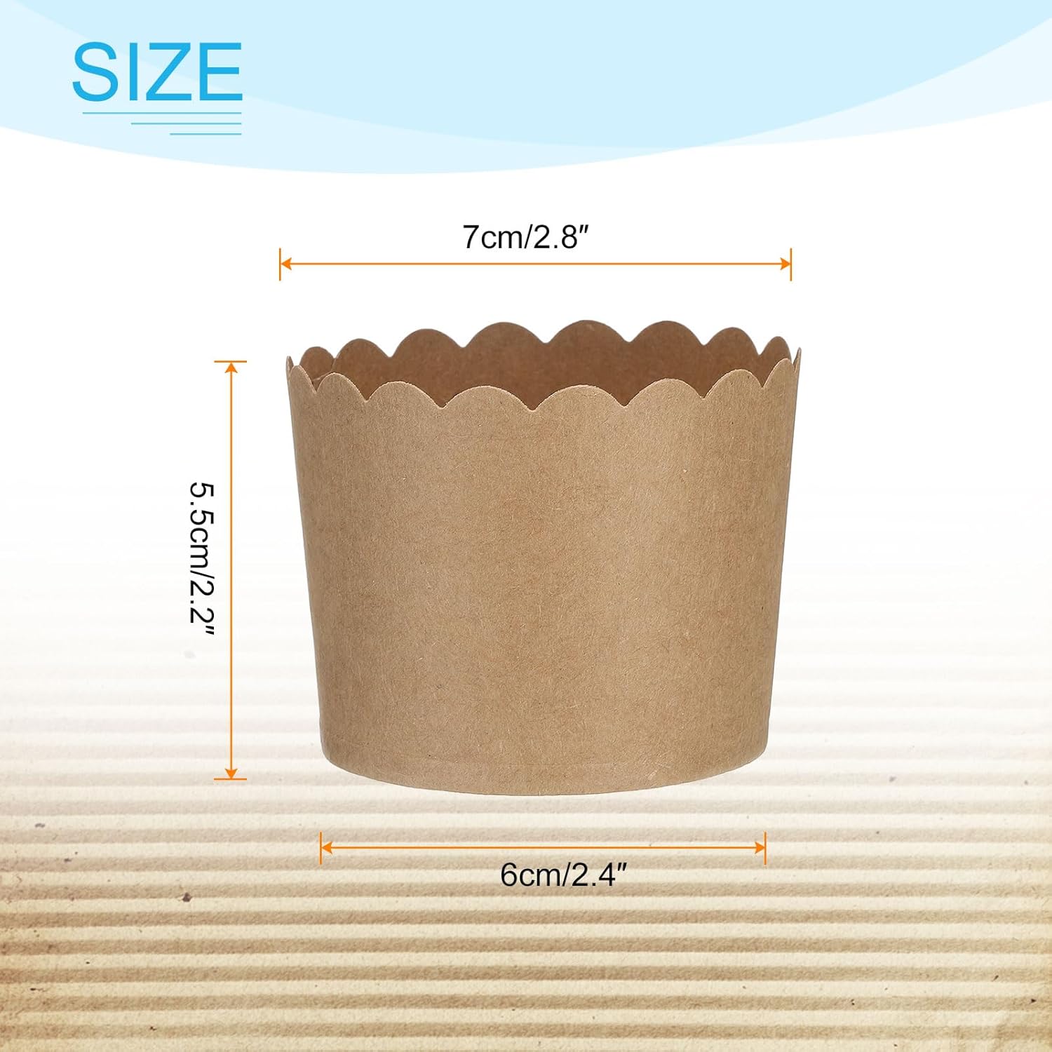 HARFINGTON 100Pcs Paper Baking Cups 6oz Brown Kraft Paper Muffins Liners Cupcake Greaseproof Disposable Bulk Wrappers for Wedding Birthday Graduation