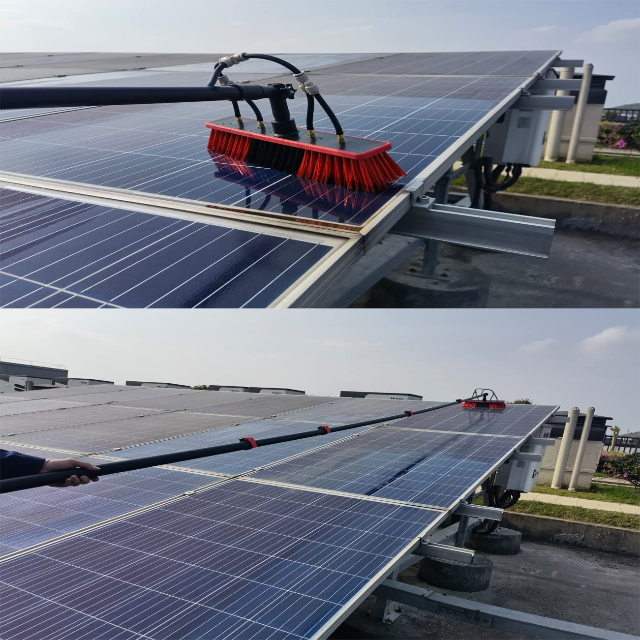 Kit de cepillo extensible de limpieza de ventanas de 11,8 m con alimentación de agua, cepillo Teles para limpieza de techos y paneles solares, herramienta de limpieza premium para un brillo sin rayas