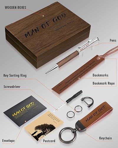Miniatura 5 de Regalos cristianos para hombres, juego de regalo de agradecimiento al pastor, llavero y bolígrafo del hombre de Dios, regalos religiosos para papá,