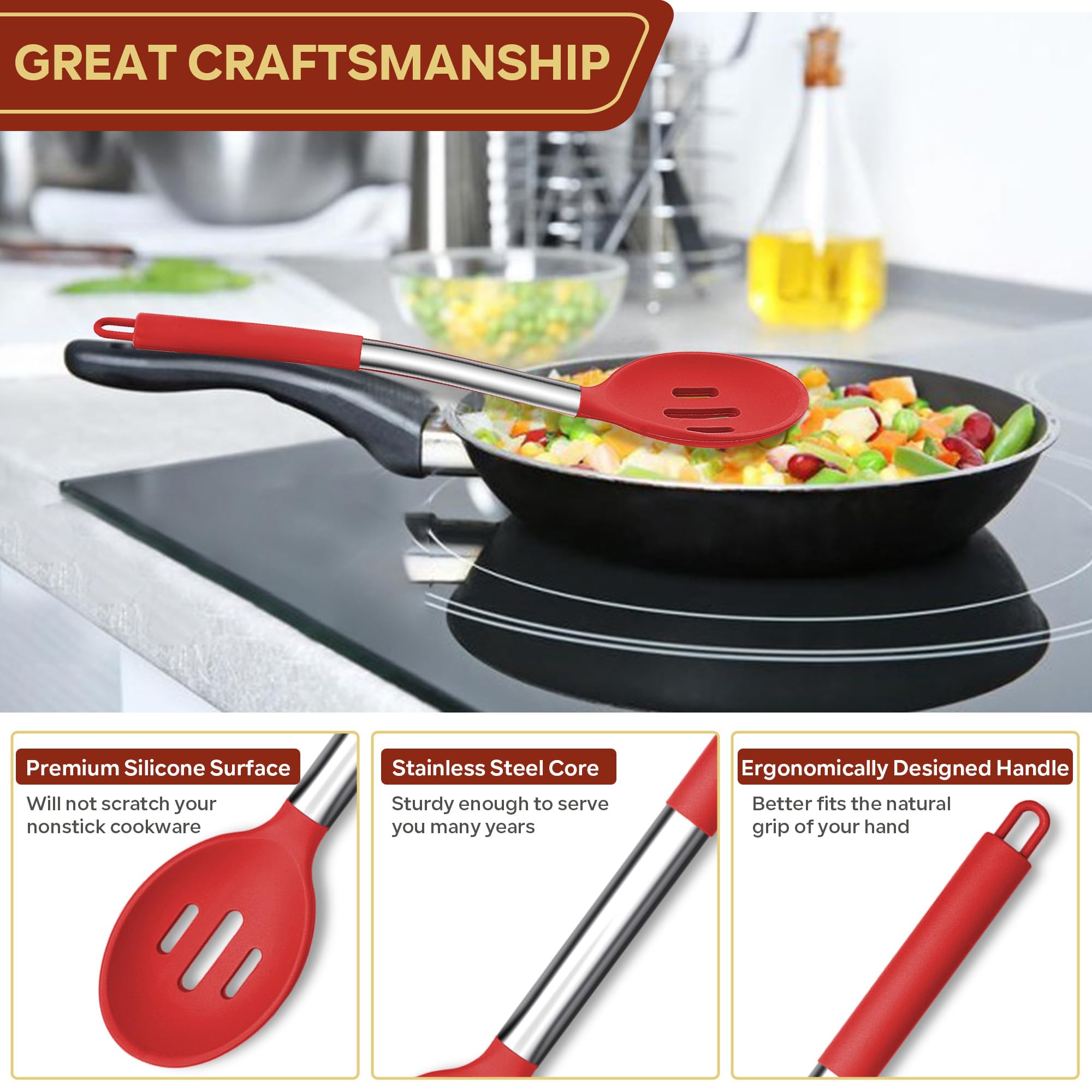 Joyfair Kitchen Utensils Set, 4 Pack Silicone Cooking Utensil Set, Non