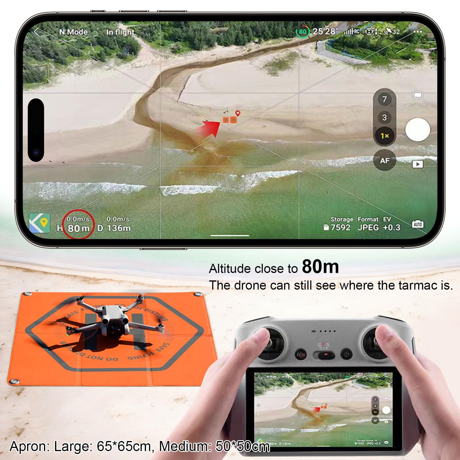 Bocguy Uniwersalny lądowisko dla drona, 50 cm x 50 cm Dwustronne składane lądowisko z PU dla drona, wodoodporne i brud, lądowisko dla drona dla serii DJI Mini/Air/Mavic/Avata/FPV/Phantom