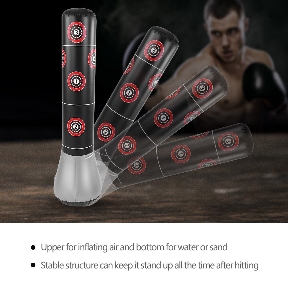 Sac de Boxe Gonflable Sac de Frappe autoportant Fitness Sac de Frappe de Boxe Cible Punching Ball Gonflable Sacs de Frappe Lourds Exercice de Fitness pour Adulte Karaté,