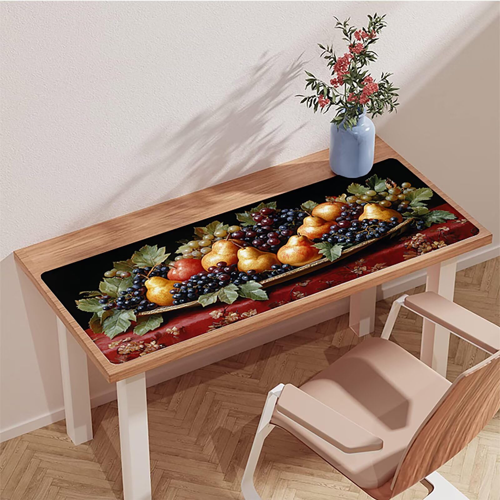 Tappetino Mouse XXL Uva, Frutta Gaming Tappetino Scrivania 1200x600x3mm, Mousepad Grande con Base in Gomma Antiscivolo, Sottomano Scrivania con Bordi Cuciti, Ufficio Accessori Gaming, per PC 0-4040