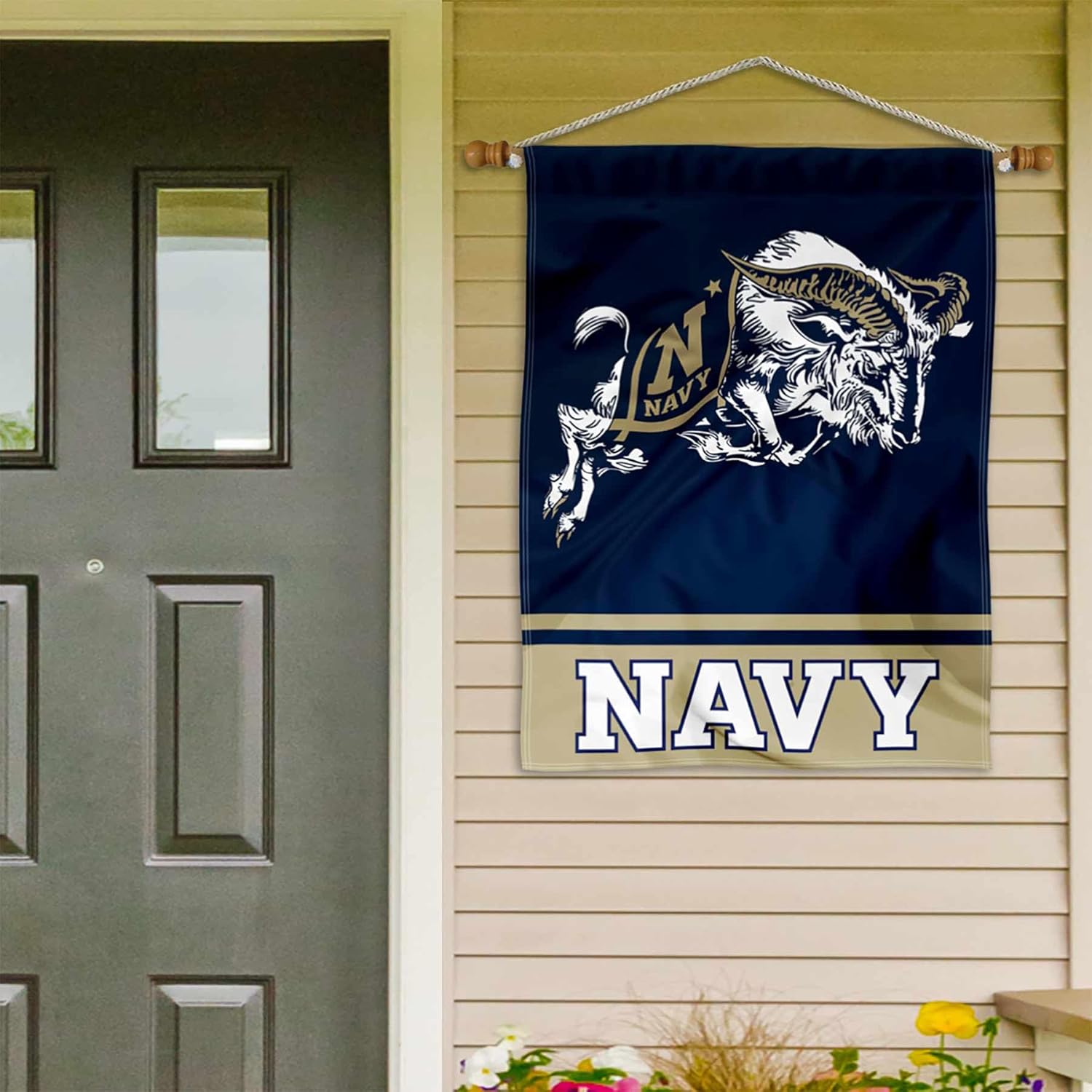 College Flags & Banners Co. US Navy Midshipmen Banner with Hanging Pole