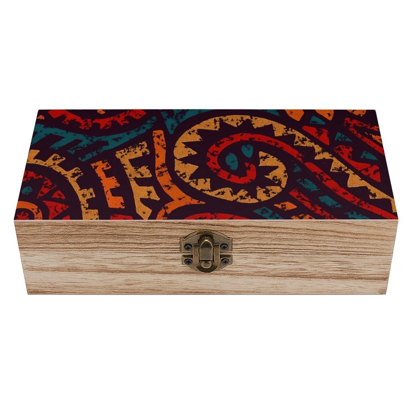 HLBSDM Retro African Tribal Ethnic Print Retro Wooden Storage Box Jewelry Art Gift Boxs Decorative Keepsake Boxes