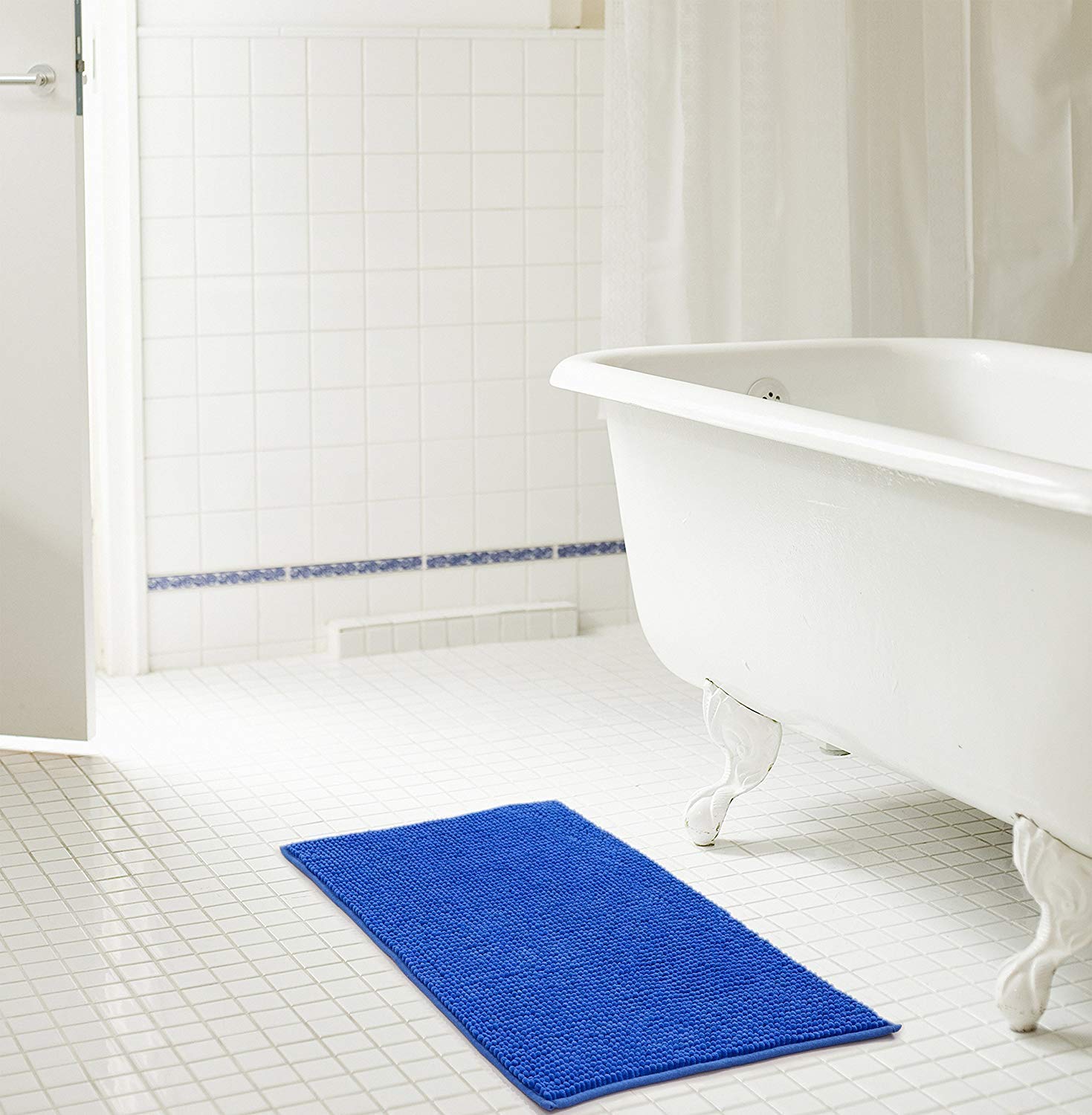 Soft Chenille Bath Mat - Blue -9
