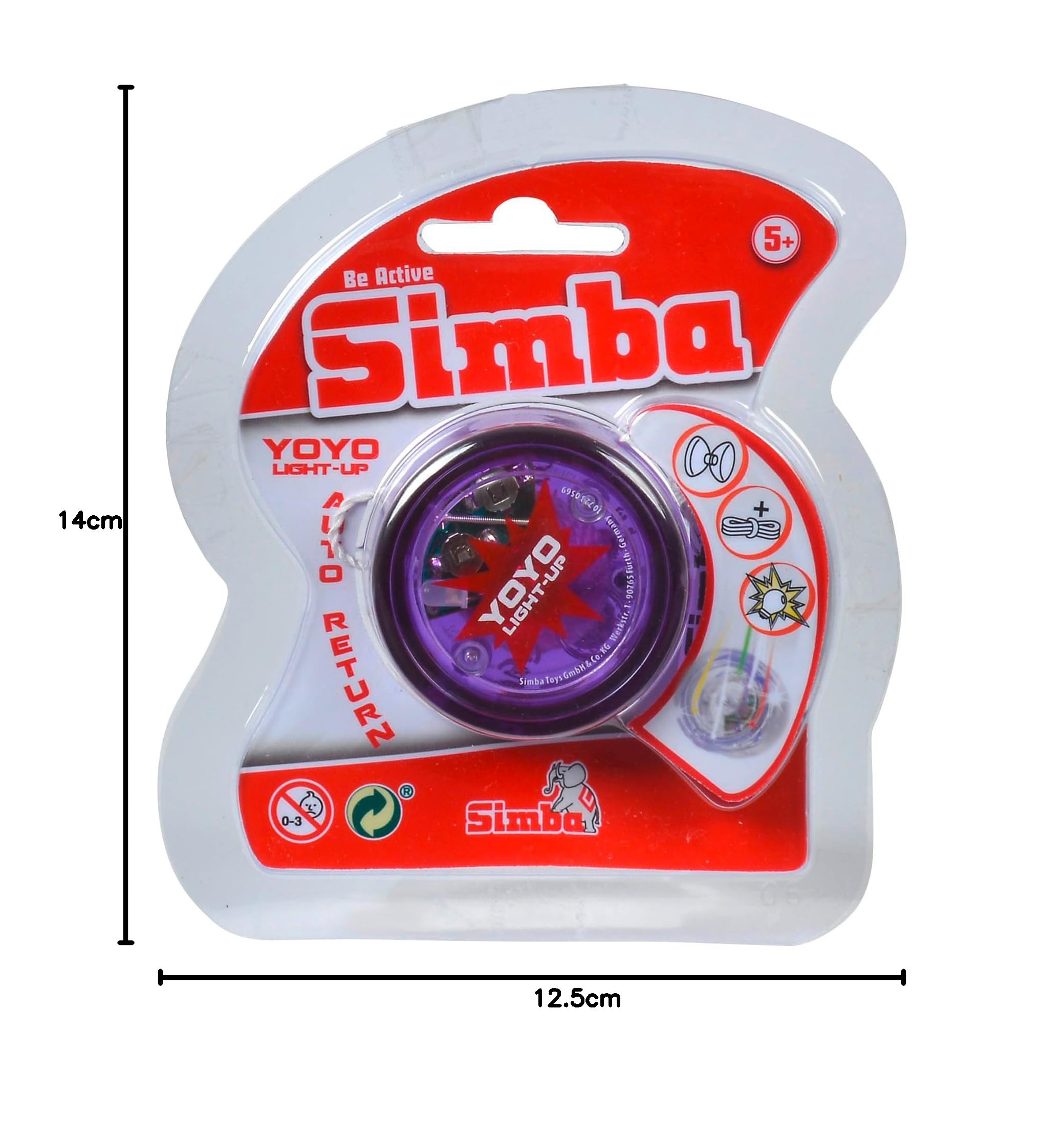 Simba 107230569 - YoYo Light-um, 3-krotnie posortowane, dostarczany jest tylko jeden artykuł, z efektem świetlnym, wolny bieg, zapasowy sznurek, od 5 lat