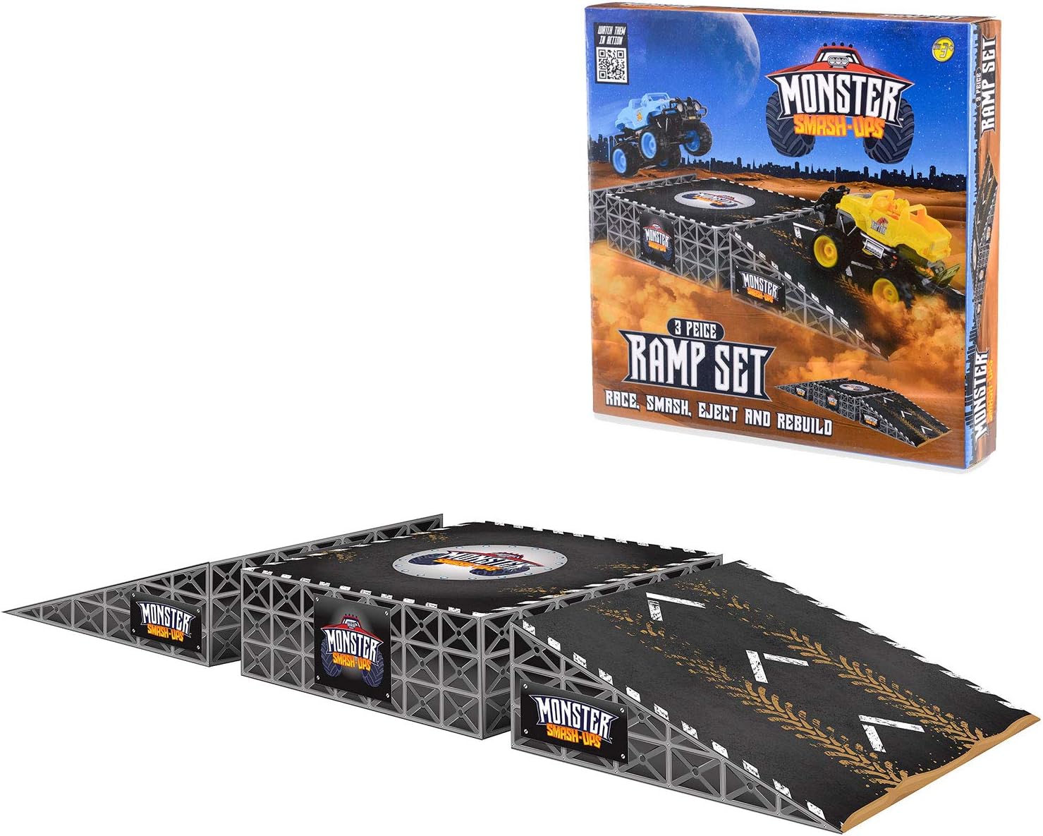 Monster Smash Ups Ramp Set for Remote Control RC Trucks and Cars, Black