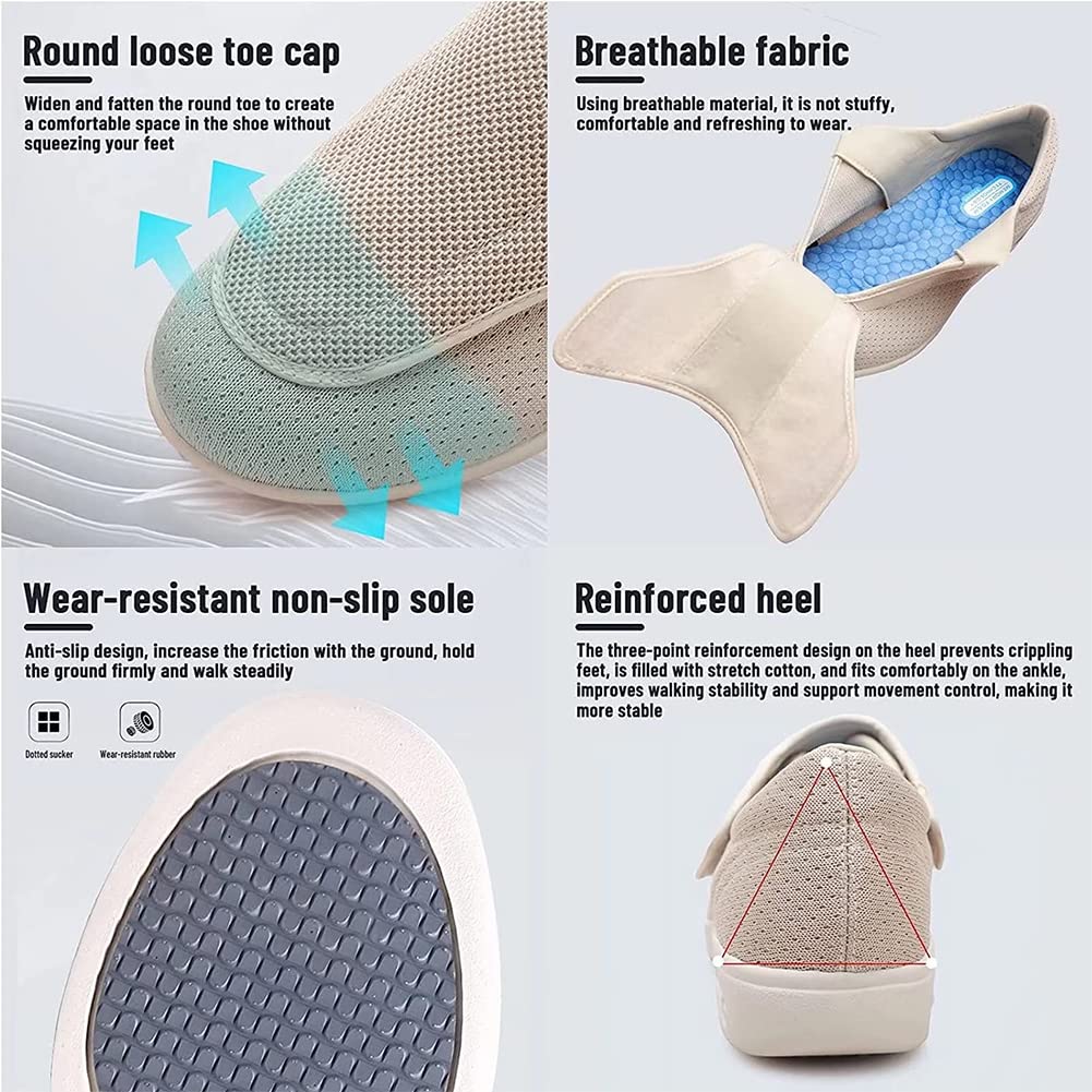 Zapatos para Diabéticos, Pies Hinchados y Obesos - Ortopédicos Respirable para Ancianos, Hombres y Mujeres - Preventivos de Salud Extra Anchos, Dark Blue, 39 EU