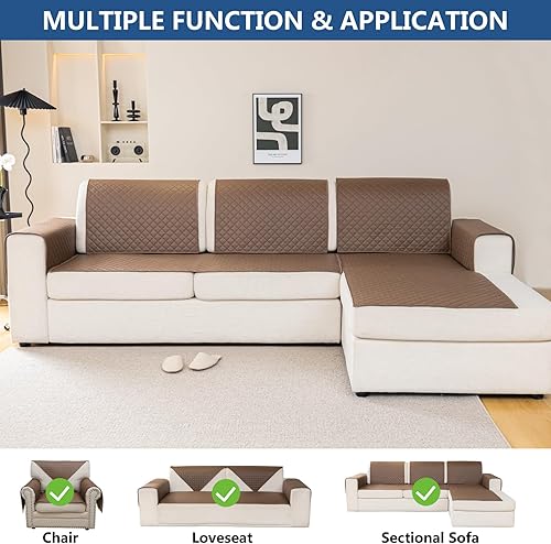 Miniatura 2 de Eismodra Fundas de sofá para sofá de 3 cojines, fundas seccionales, lavables, protectores de muebles para perros y mascotas, en forma de L, color