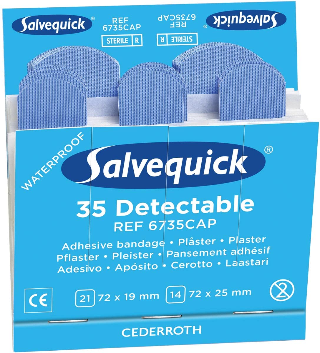 Salvequick Refill 6735 für Spender - Packung mit 6 x 35 nachweisbaren Pflastern