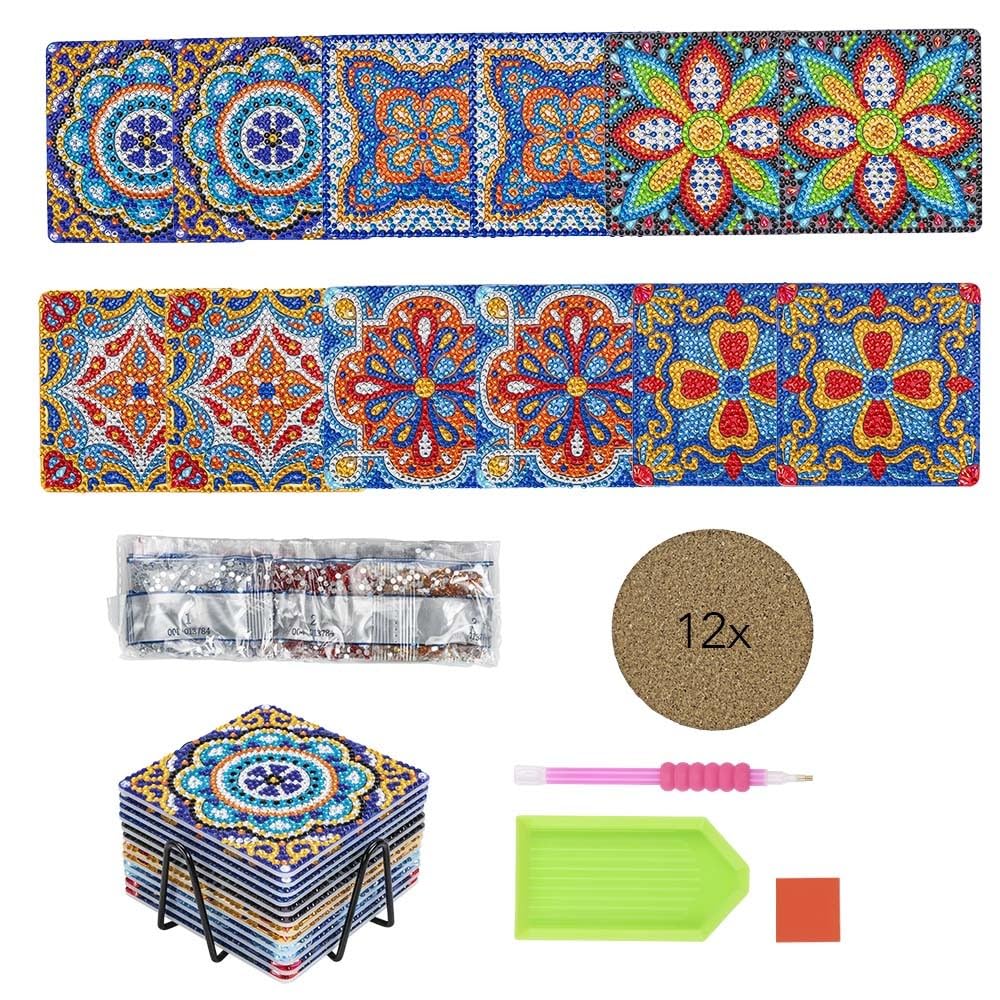 Ideen mit Herz 12 Diamond-painting-onderzetters met metalen standaard