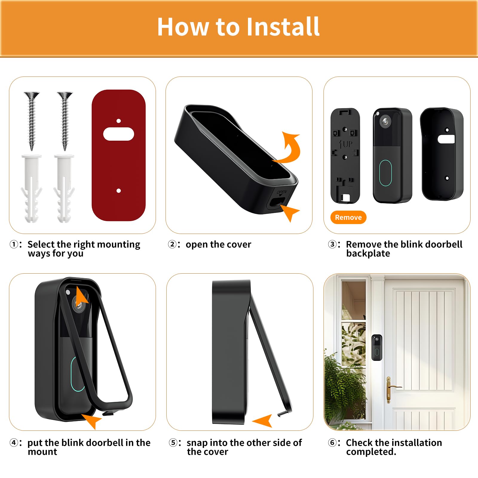 Renter-Friendly No-Drill Blink Doorbell Mount – Anti-Theft Holder For Blink Doorbell 2021, Fits Inward-Swinging Doors