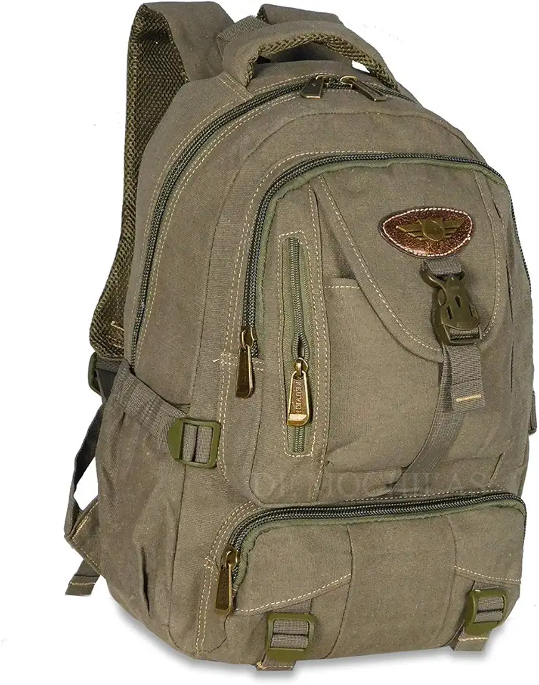 Mochila Escolar Masculina Feminina Em Lona Reforçada (Verde oliva)