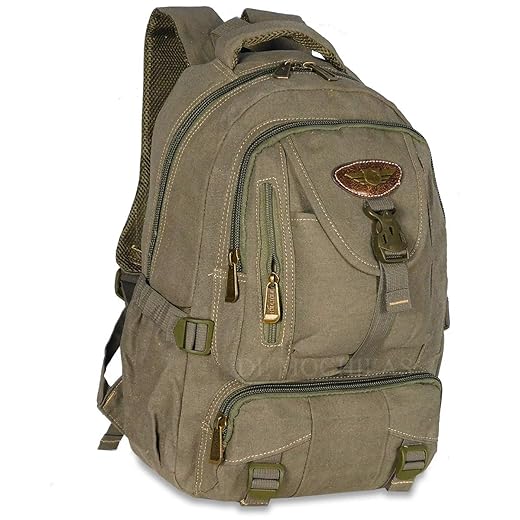 Mochila Escolar Masculina Feminina Em Lona Reforçada (Verde oliva)
