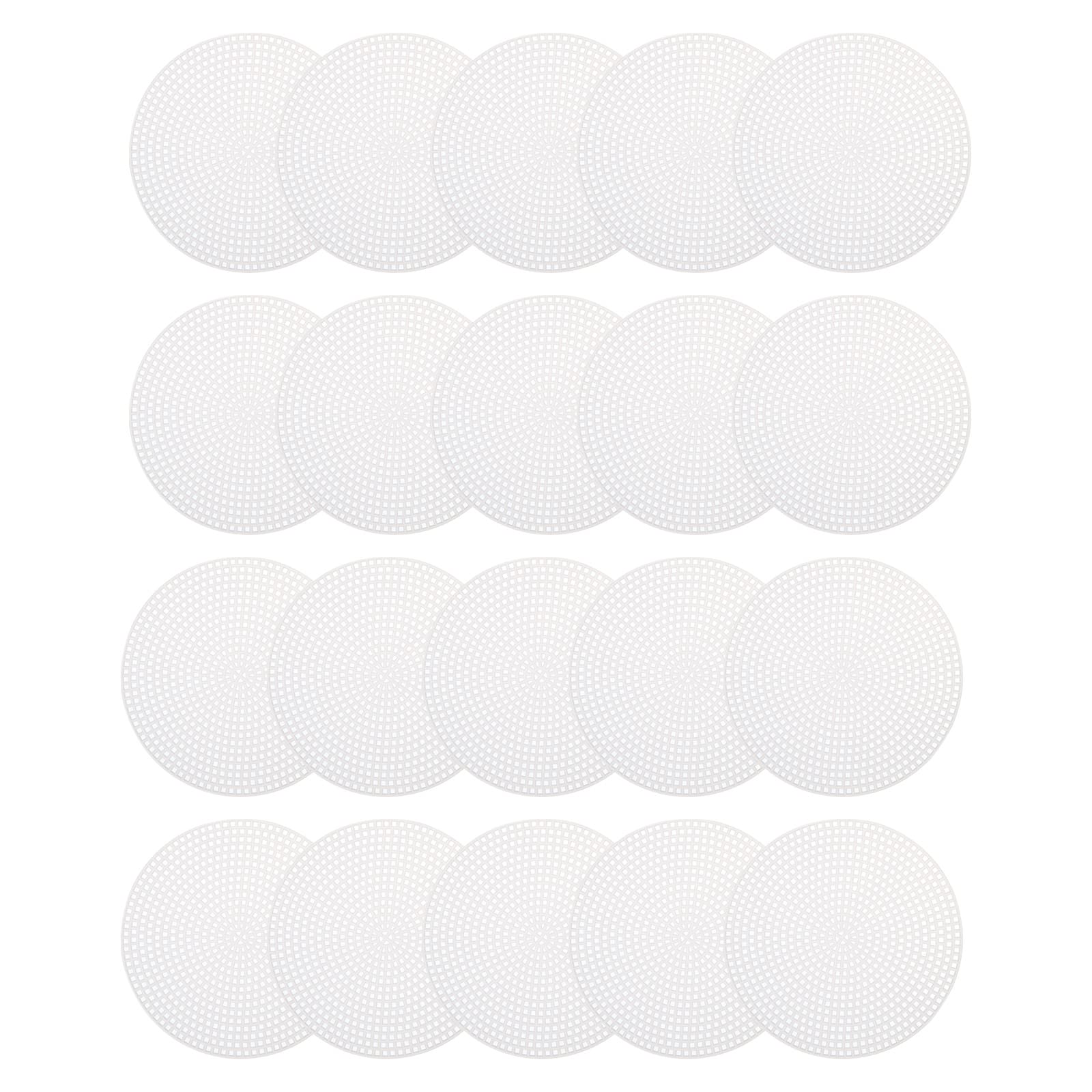 sourcing map Plastic Mesh Canvas Sheet 11.5cm/4.5" White Round Blank Canvas for Embroidery Needlepoint, Knit Crochet Mesh, Pack of 20