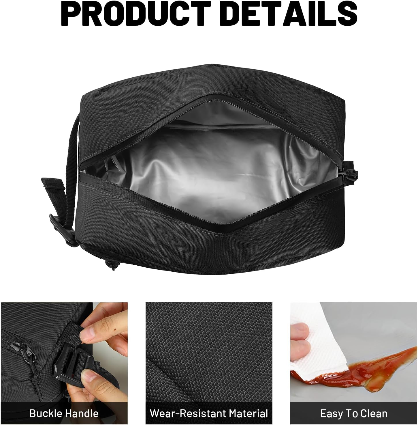 MIER Freezable Snack Bags Small Frozen Mini Cooler Lunch Bag Freezer Insulated Pouch for Kids Adults Work School Travel On-the-go, Black - Image 5