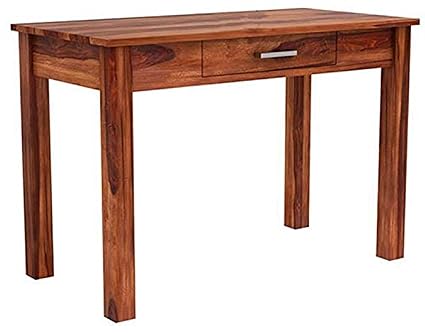 Porash Furniture Solid Sheesham Wood Laptop Writing Tables Office Desk with 1 Drawer Storage for Home Study Room Library Wooden Living Room Furniture Study Table for Students (Honey Finish)