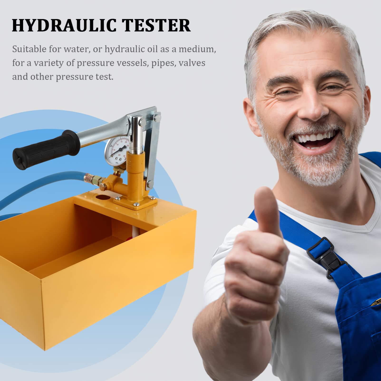 ULTECHNOVO Pompa di Prova della Pressione dell'Acqua 40 Kg Alluminio, Tester Manuale per Irrigatori Antincendio, Sistemi di Irrigazione, Recipienti a Pressione