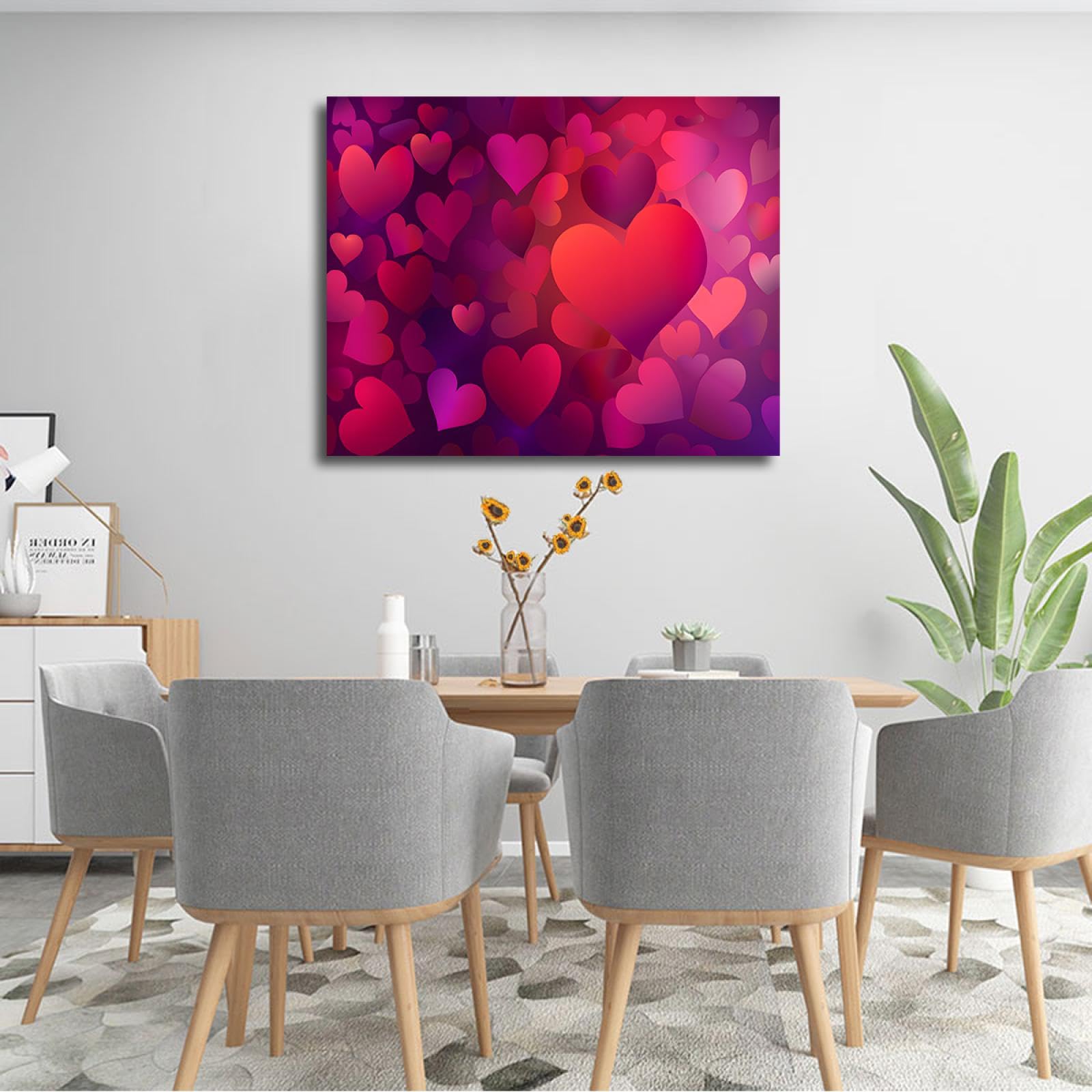 Deertweet Home Rotes Herz Leinwand Wandkunst Neuheit Ästhetisches Kunstwerk Wanddekoration Romantische Liebe Herz Poster Leinwanddrucke Malerei Wohnkultur 60x80cm Innenrahmen