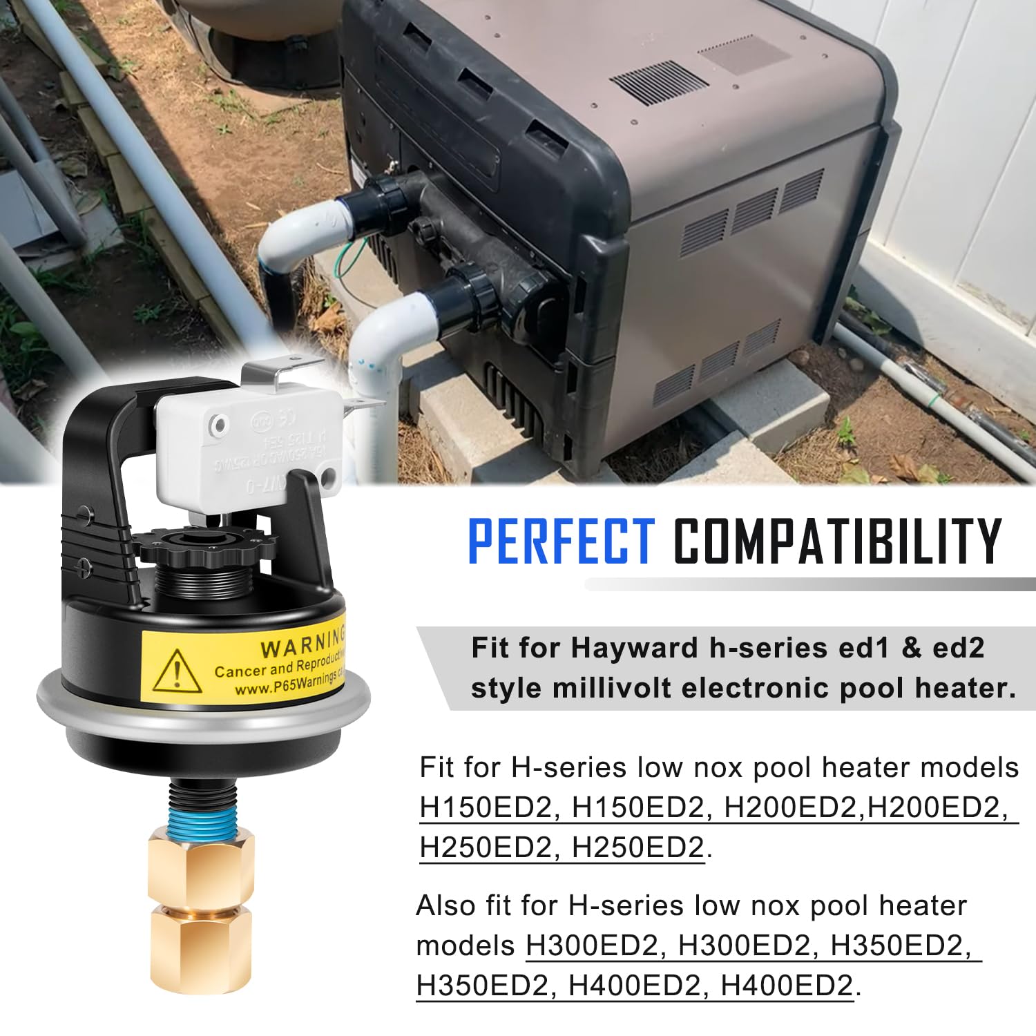 Repuesto para interruptor de presión de agua HAXPSA1930 compatible con el calentador electrónico Hayward H-Series ED1 y ED2 de milivoltios