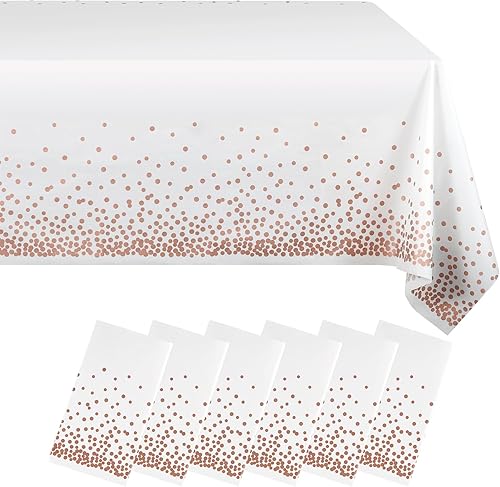Paquete de 6 manteles de plástico desechables de alta calidad con diseño de confeti de oro rosa de 54 x 108 pulgadas, manteles de plástico con Paquete de 6 manteles de plástico desechables de alta calidad con diseño de confeti de oro rosa de 54 x 108 pulgadas, manteles de plástico con
