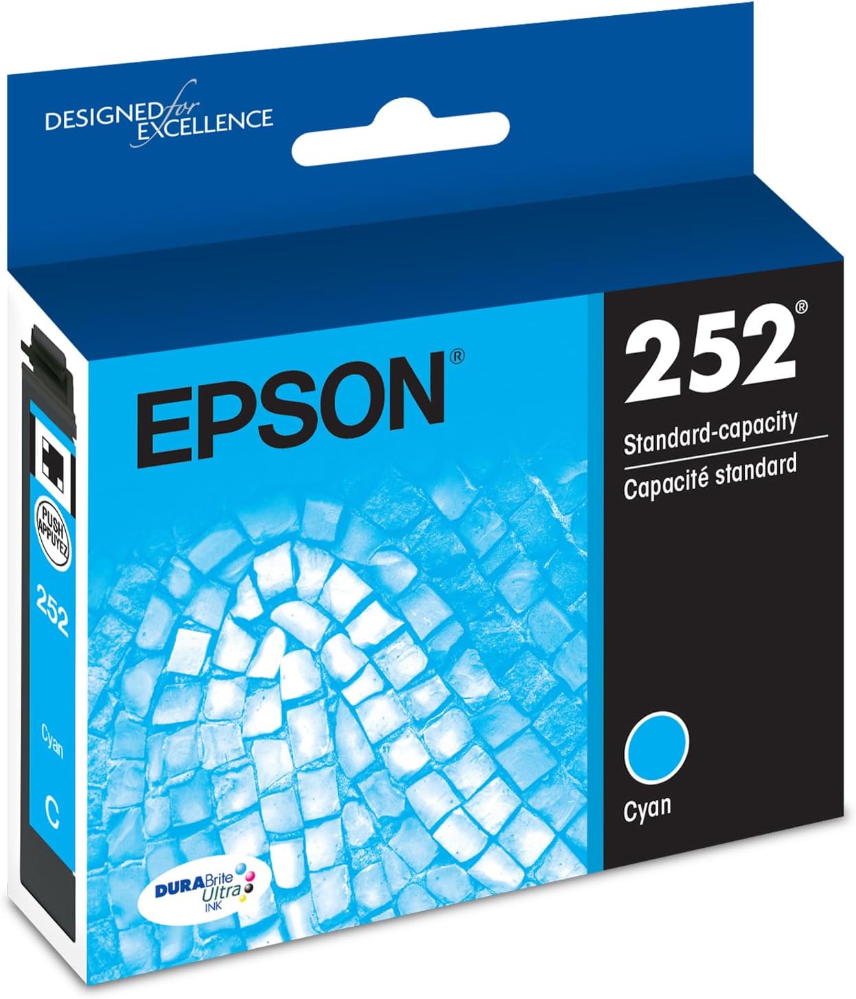 EPSON 252 DURABrite Ultra Ink Standard Capacity Cyan Cartridge (T252220-S) Works with WorkForce WF-3620, 3640, 7110, 7610, 7620, 7710, 7720, 7210