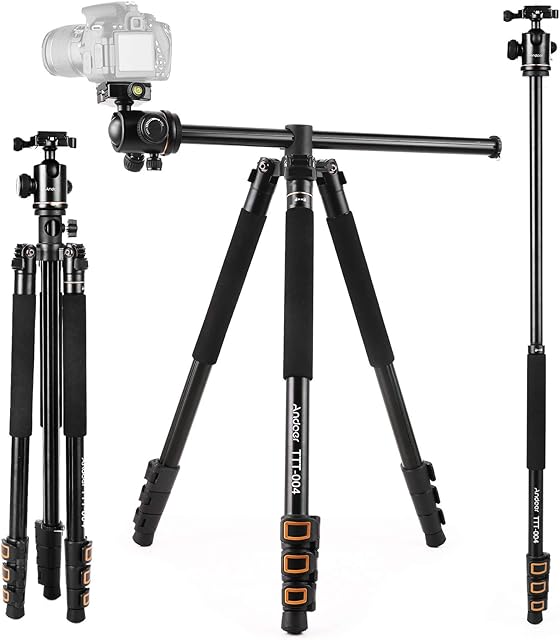 Andoer Camera Tripod 78.7 inch with Center Column, 2-in-1 Camera Tripod Monopod with 360° Ball Head, 3.9lb Lightweight Aluminum Alloy Tripod, Max Load of 22Ib