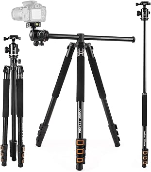 Andoer 200cm/78.7in Camera Tripod Stand, 4-section Extendable Aluminum Alloy Camera Tripod Stand with 360  Ball Head, Max Load 8kg/17.6lbs, Horizontal Tripod for DSLR ILDC Cameras