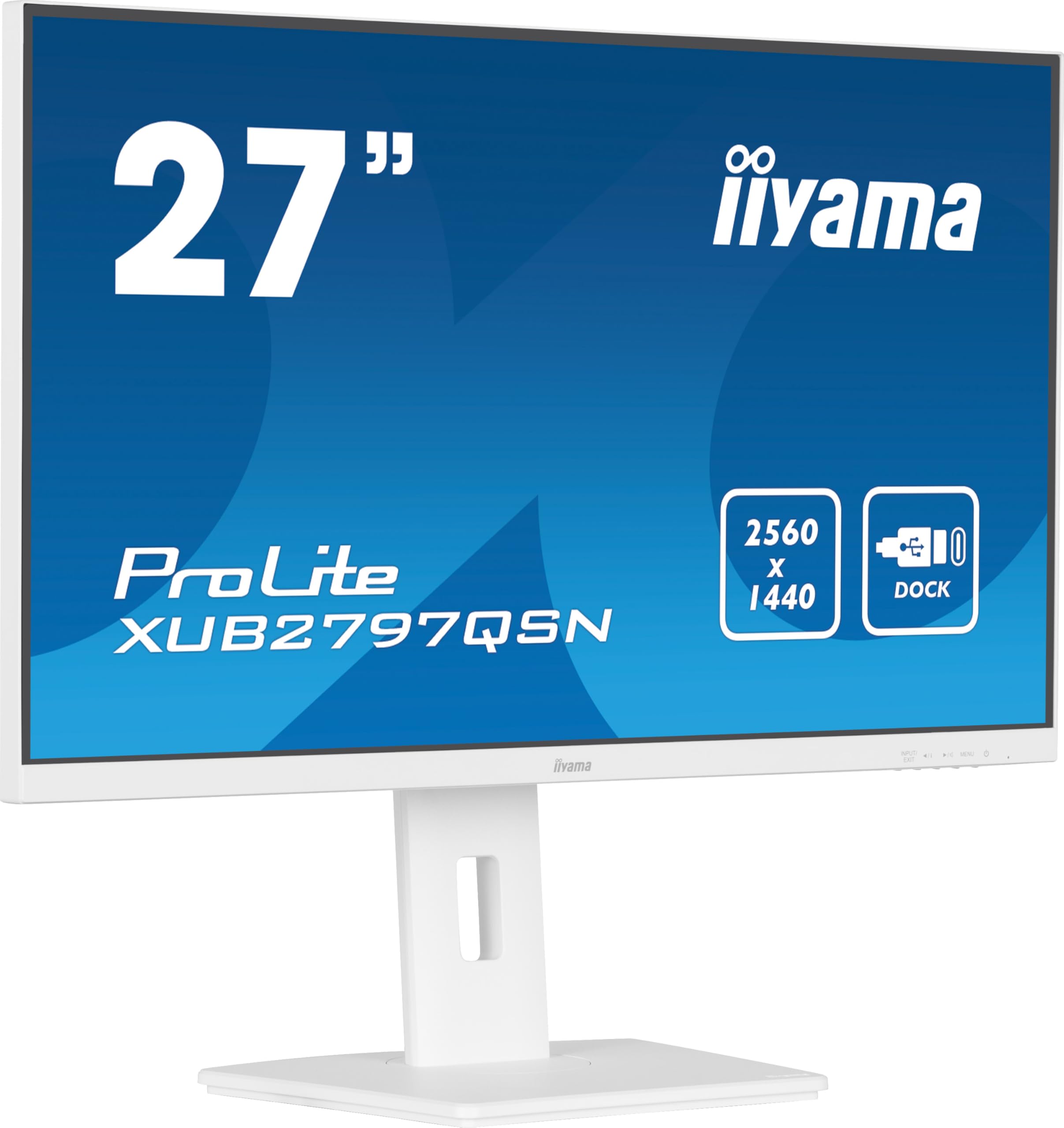 iiyama Prolite XUB2797QSN-W2 68,5cm 27" IPS LED-Monitor WQHD 100Hz HDMI DP-in/Out DaisyChain USB3.2 USB-C Dock 65W LAN Slim-Line Höhenverstellung Pivot AdaptiveSync weiß
