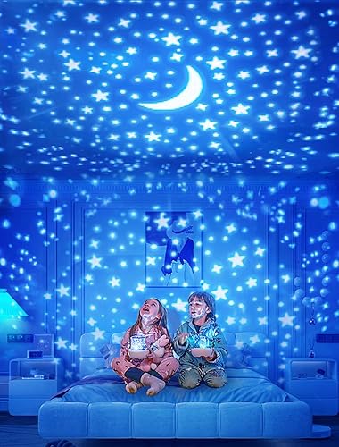 Miniatura 6 de Proyector de luz nocturna para niños + 21 juegos de películas, proyector de luz nocturna para dormitorio, techo, proyector de galaxia de estrellas