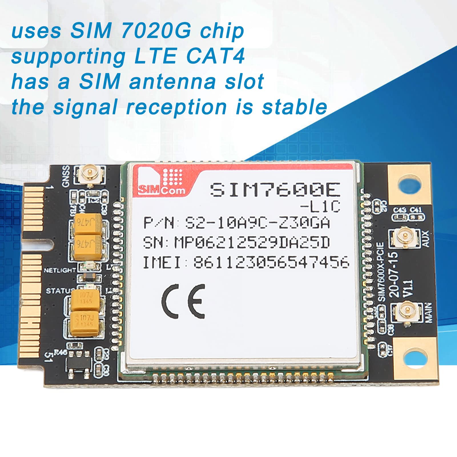 Mini Carte WiFi PCIE 7600E-L1C Puce de Réception de Signal Stable Mini Carte Réseau sans Fil PCIE pour équipement de Surveillance et Routeur Industriel